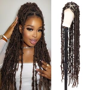 Elegant Brown Faux Locs Wig